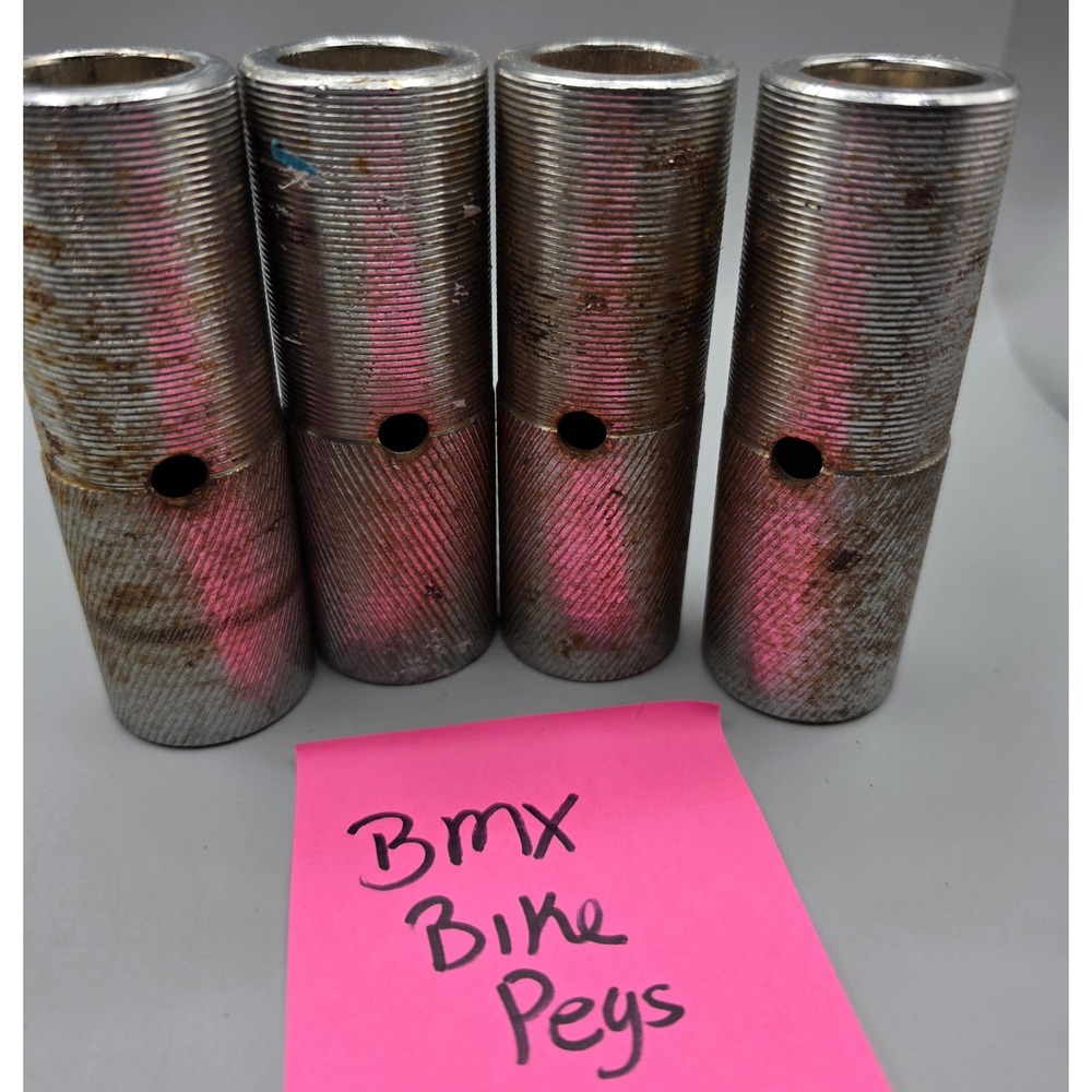 Vintage BMX Bike Pegs Set of 4 Threaded Steel 4" Knurled Freestyle Old School